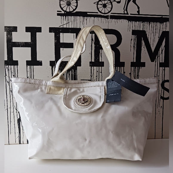 NWT Marc Jacobs White Patent Leather Tote Handbag